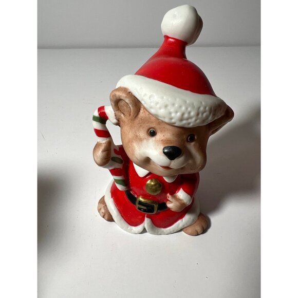 Vintage 1984 Homco Christmas Bear Family #5600 Porcelain Figurines 3 1/2" - Picture 8 of 9